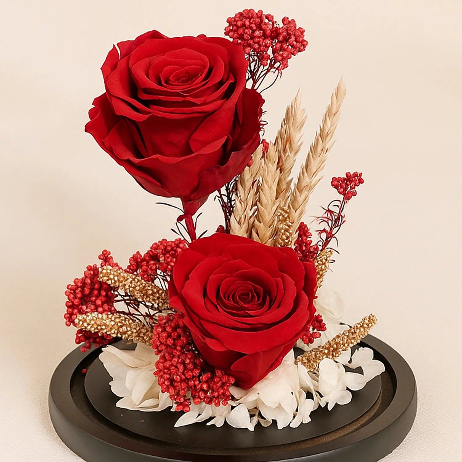 Dual Red Forever Roses in Dome