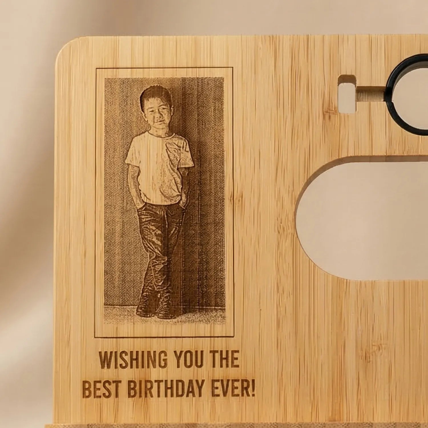 Personalised Engraved Wooden Mobile Stand