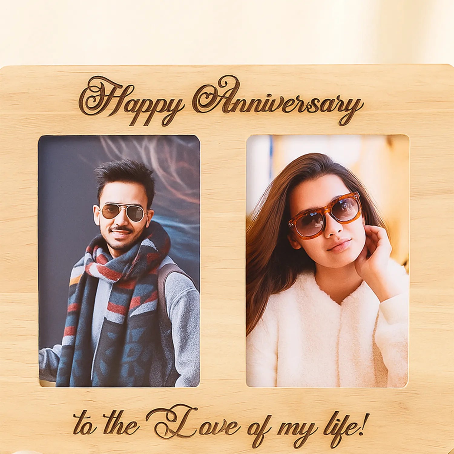 Personalised Happy Anniversary Wooden Photoframe