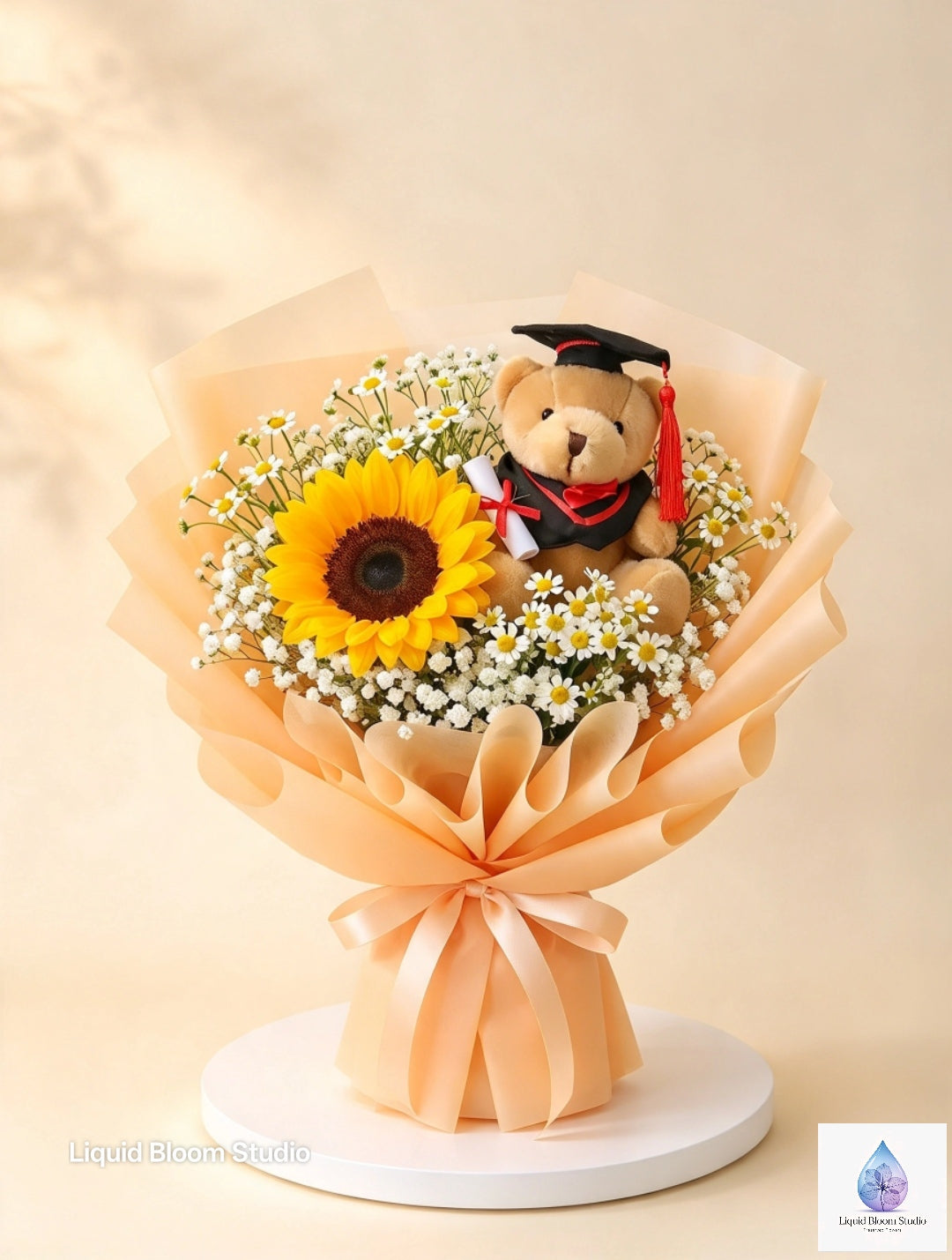 Sunflower & Baby’s Breath Graduation Bouquet