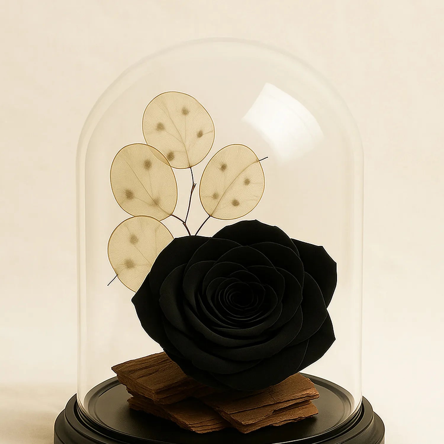 Forever Rose In Glass Dome- Black