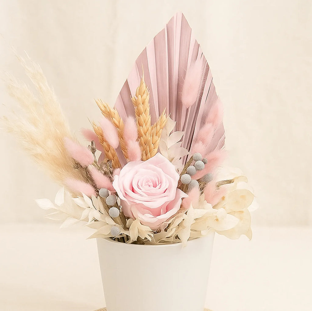 Graceful Pink Preserved Flower Vase