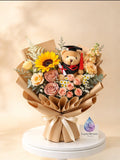 Fresh graduation bouquet sunflower and peace roses series