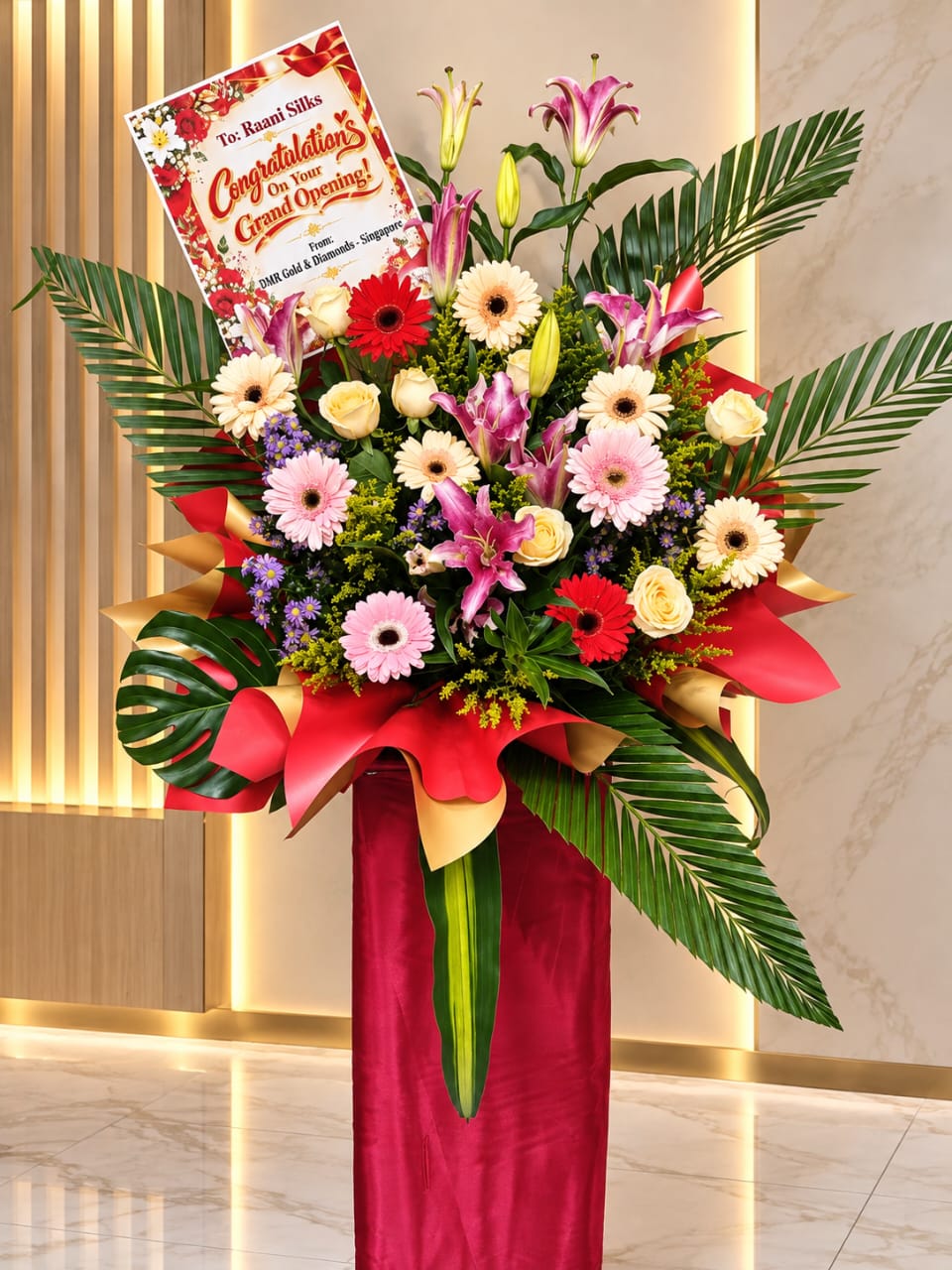 Fresh flowers stand for opening
