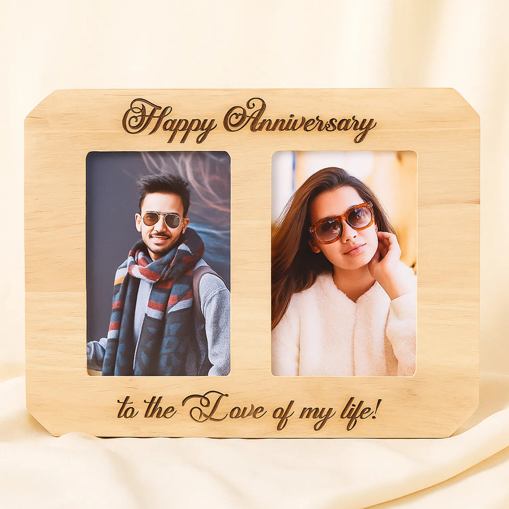 Personalised Happy Anniversary Wooden Photoframe