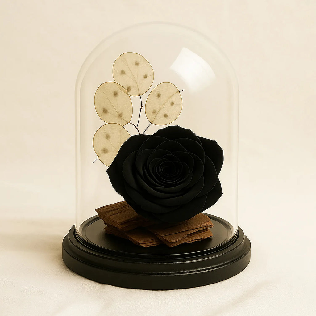 Forever Rose In Glass Dome- Black