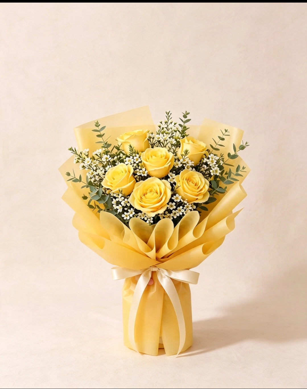 Fresh 6 yellow roses