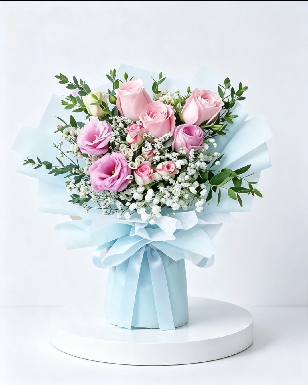 Fresh multi pink color roses bouquet