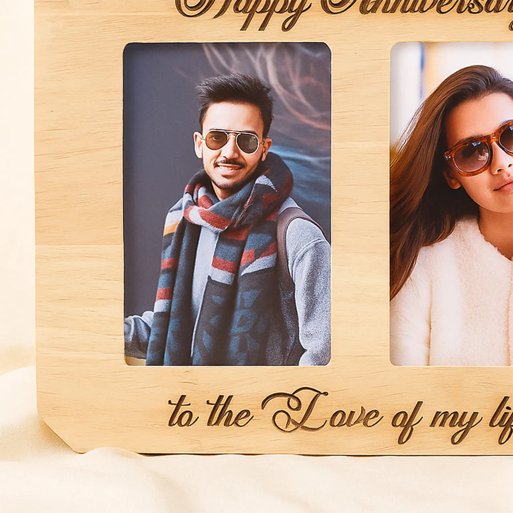 Personalised Happy Anniversary Wooden Photoframe